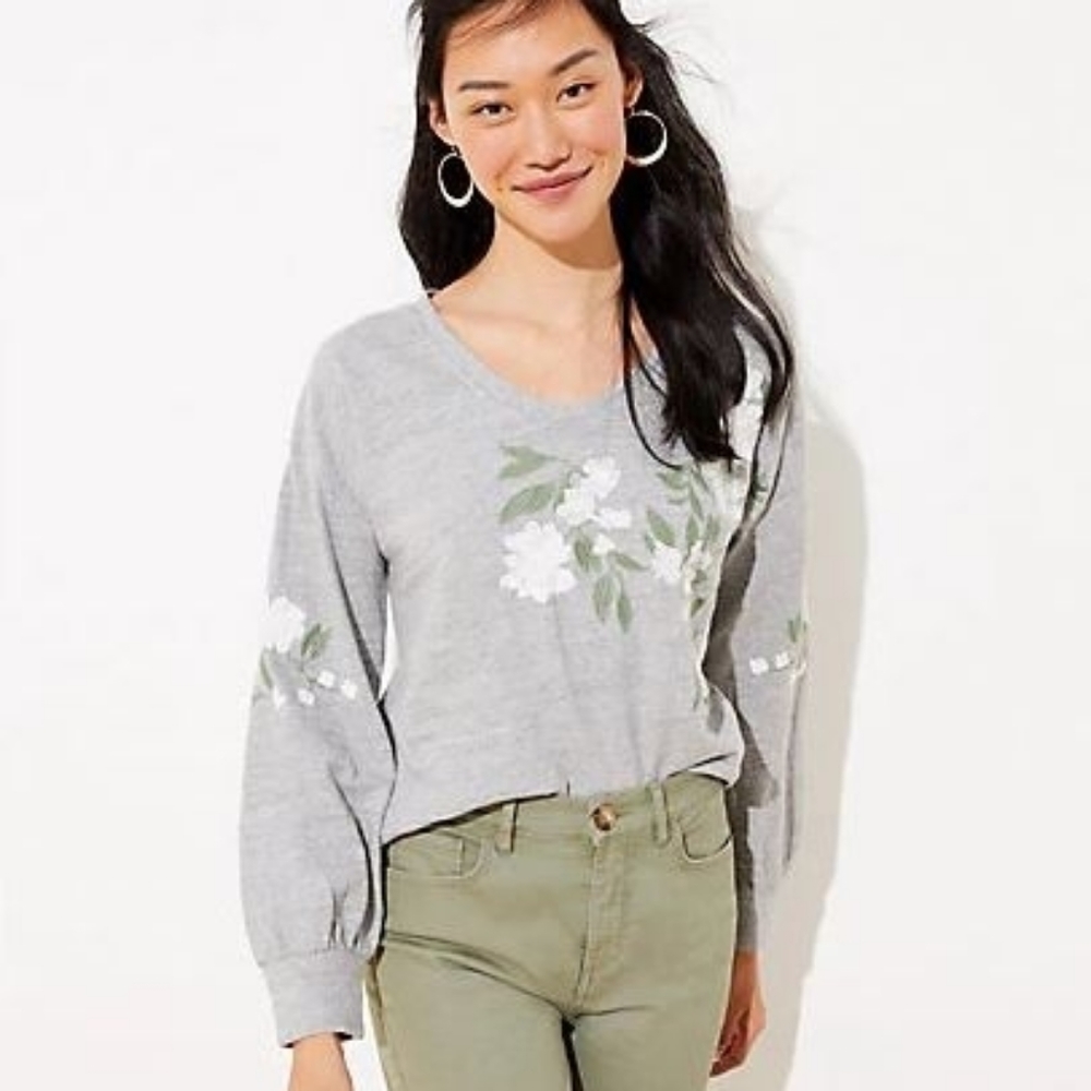 LOFT Floral Embroidered Sweatshirt